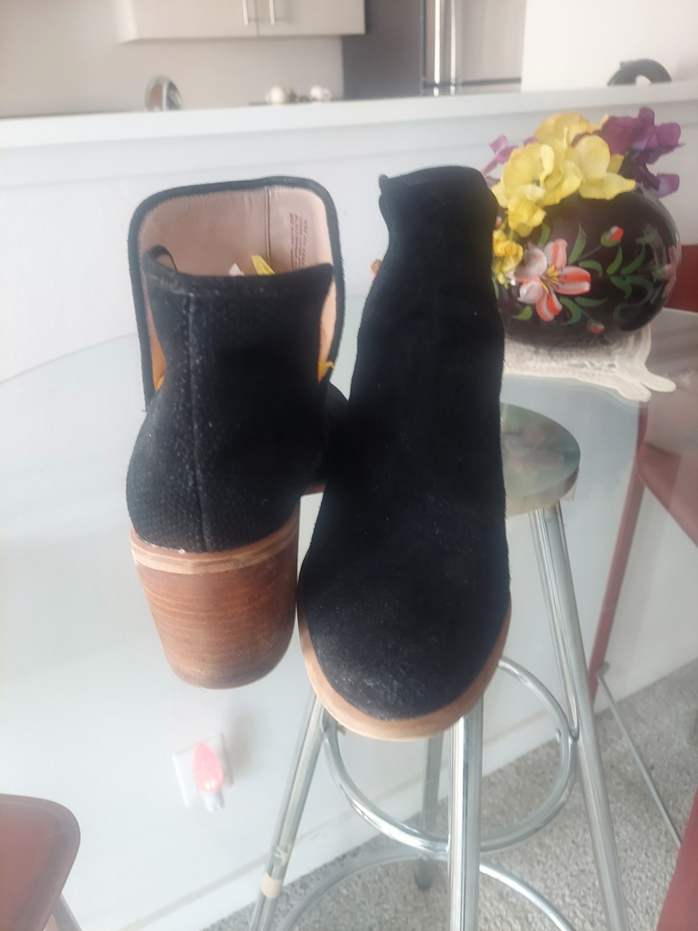 Black Suede Ankle Boots - Women